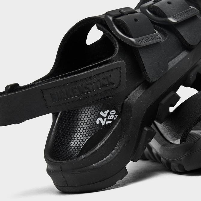 Front view of Kids' Toddler Birkenstock Mogami Birko-Flor Sandals in Black Click to zoom