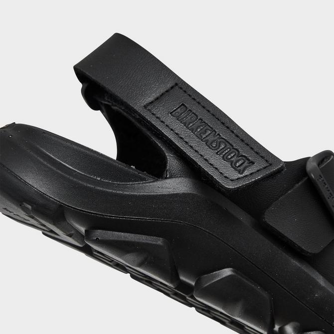 Front view of Little Kids' Birkenstock Mogami Birko-Flor Sandals in Black Click to zoom