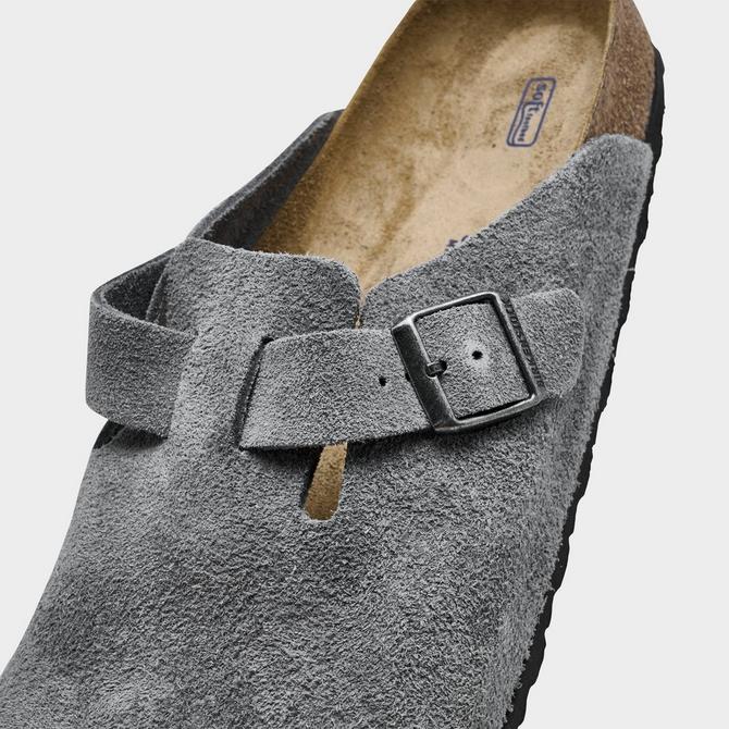 Front view of Men's Birkenstock Boston Soft Footbed Clogs in Basalt Grey Click to zoom
