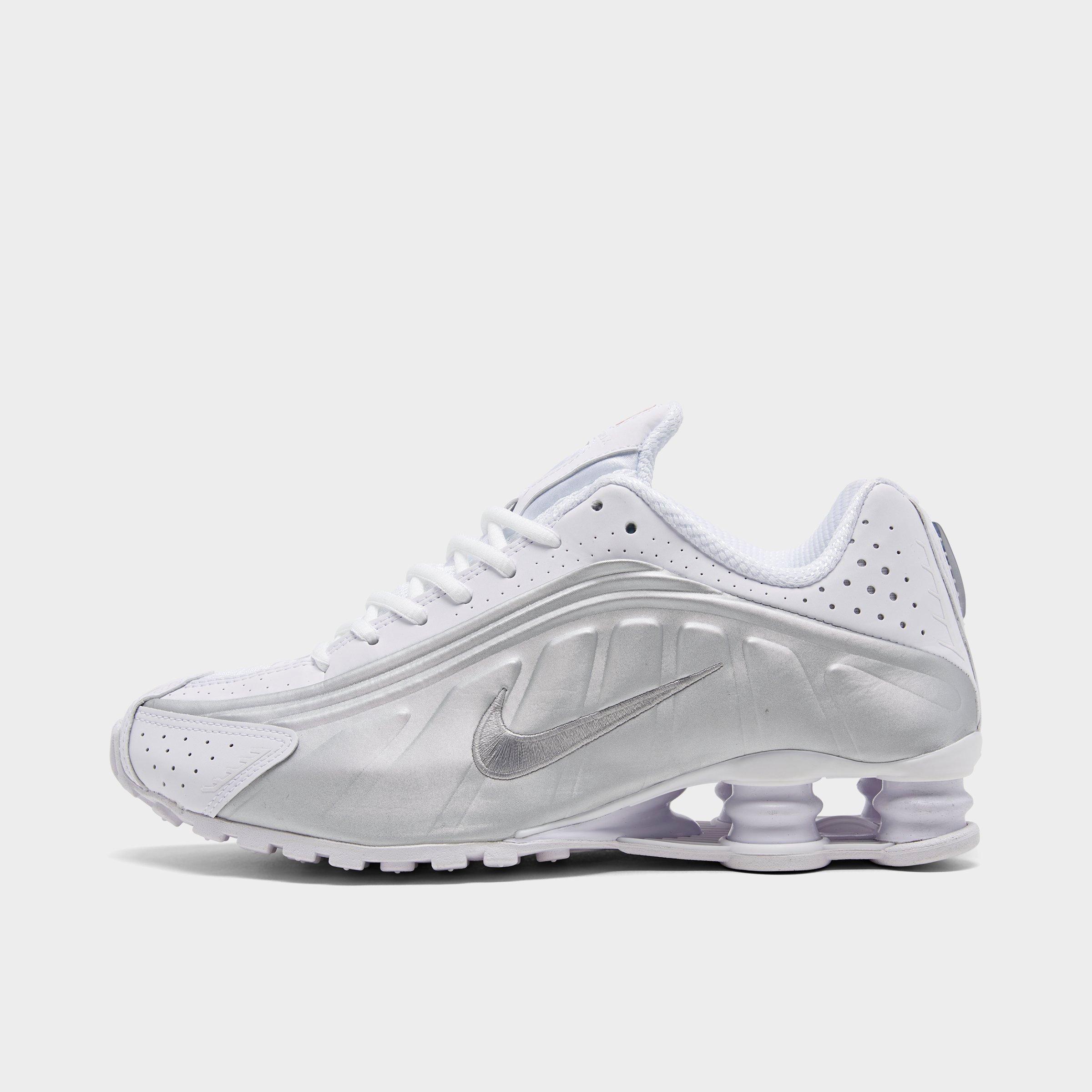 nike shox r4 white metallic silver