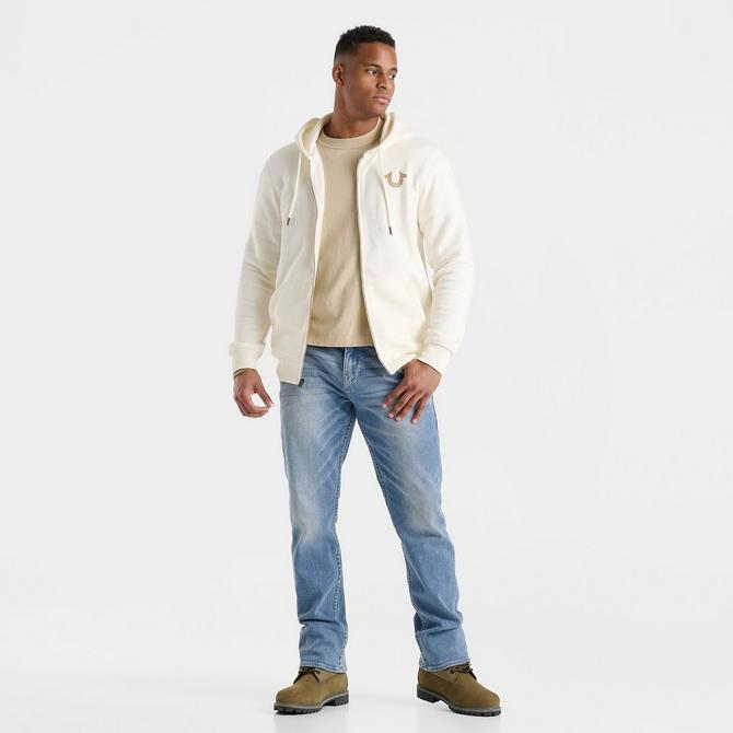 [angle] view of Men's True Religion Ricky Flap Straight Denim Jeans in Brilliant Medium Wash Click to zoom