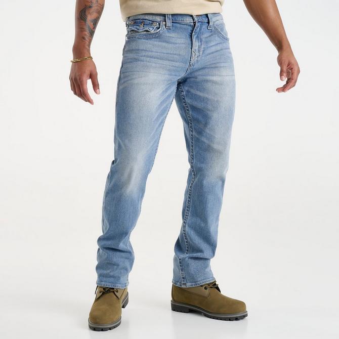 [angle] view of Men's True Religion Ricky Flap Straight Denim Jeans in Brilliant Medium Wash Click to zoom