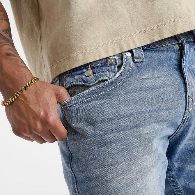 [angle] view of Men's True Religion Ricky Flap Straight Denim Jeans in Brilliant Medium Wash Click to zoom
