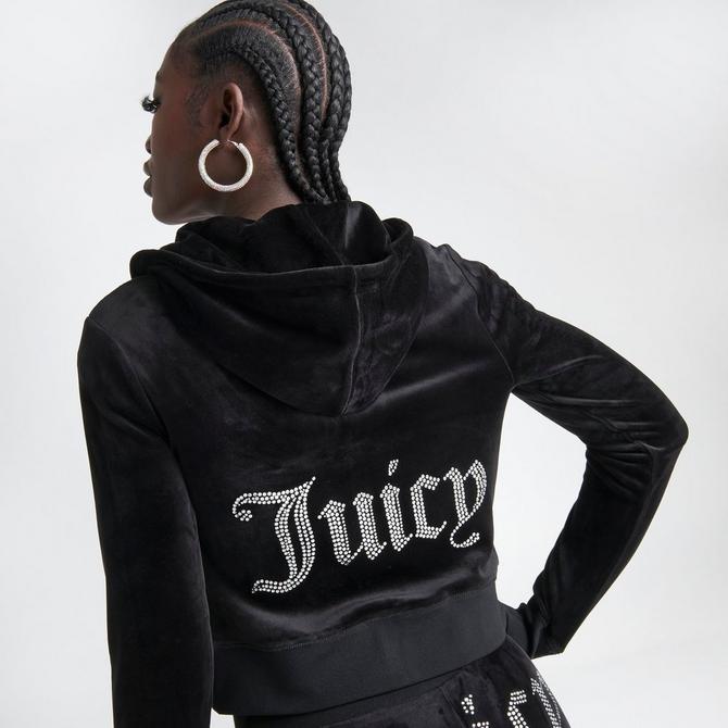 Women s Juicy Couture OG Big Bling Velour Zip Up Hoodie Finish Line