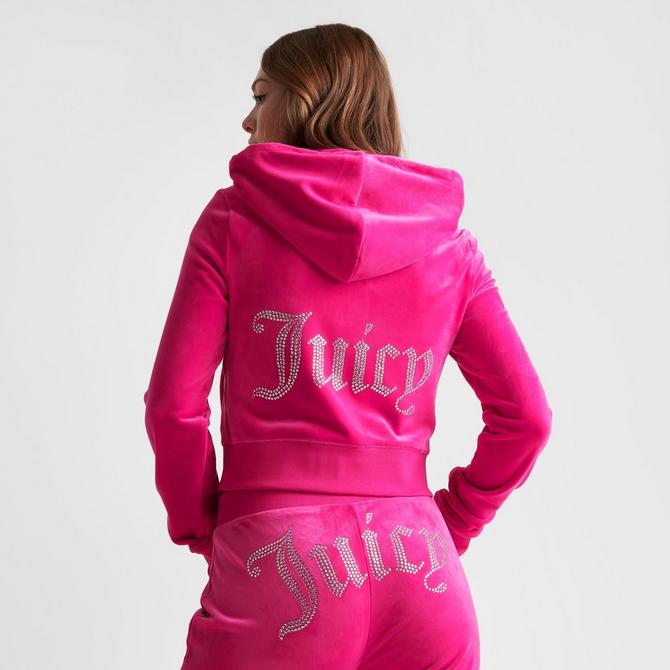 Women's Juicy Couture OG Big Bling Velour Zip-Up Hoodie