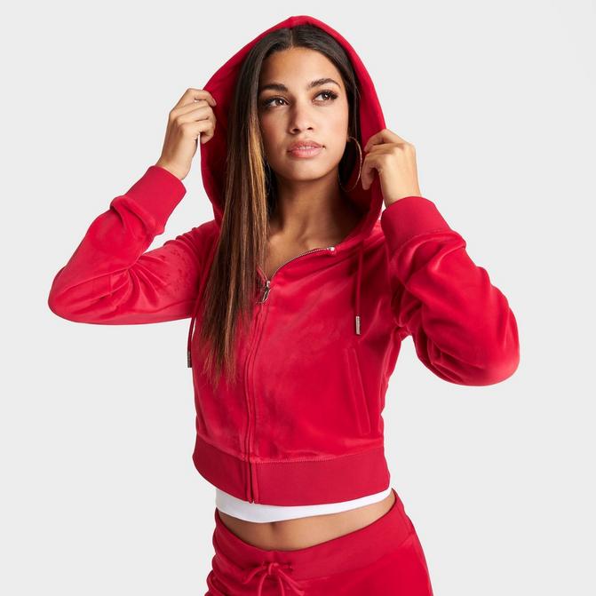 Velour cropped zip up hoodie hot sale