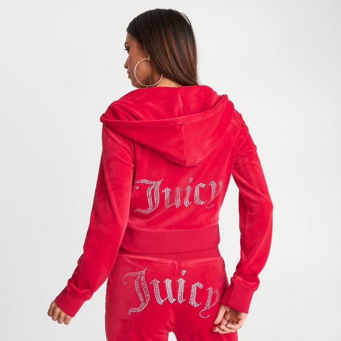 Juicy Couture Monogram Cropped Velour Bomber Jacket