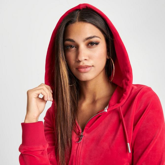 Juicy Couture VELOUR HOODIE WITH HEART DIAMANTE Pink