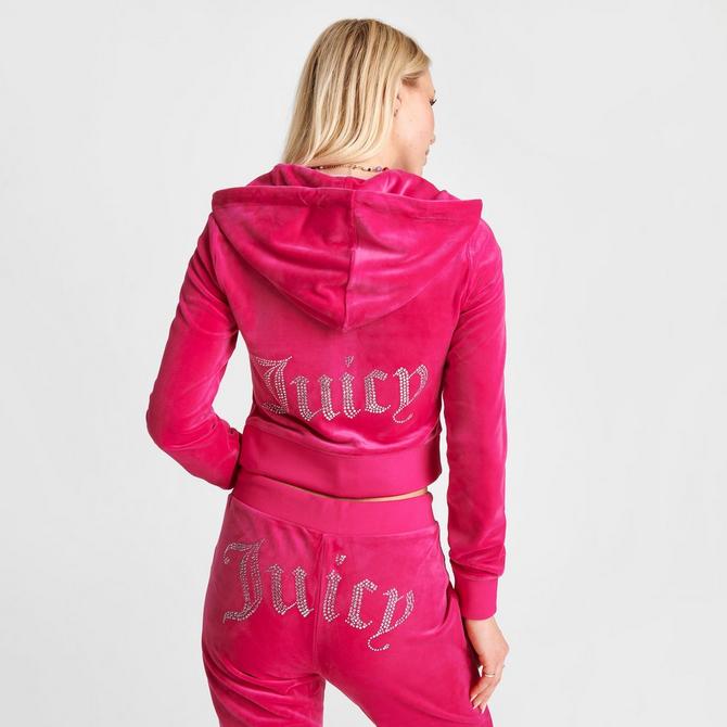 Juicy Couture 1X Plus Size Pink Logo Velour Tracksuit Set - Hoodie And Pants
