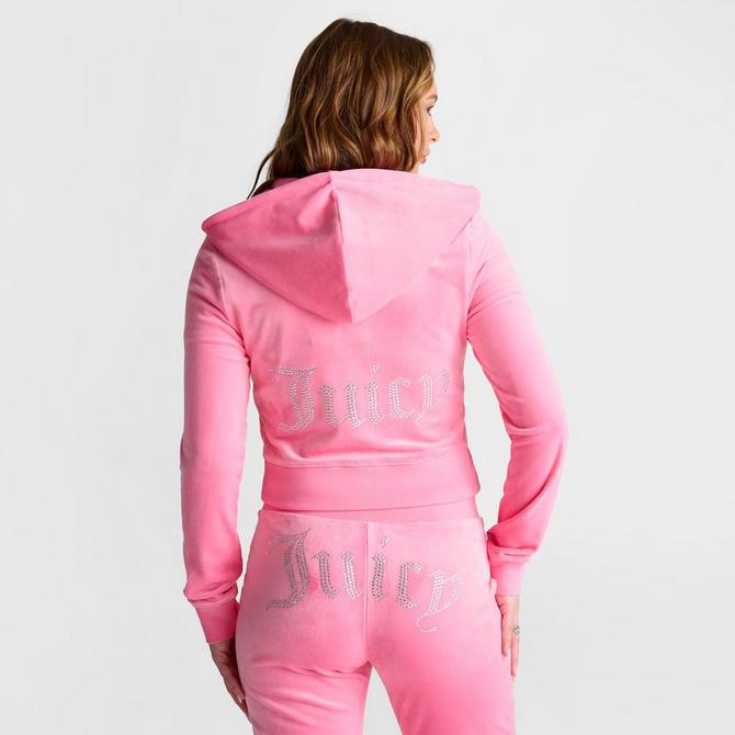 VS PINK Fur Lined Bling Hoodie Pink Velour/Gold S