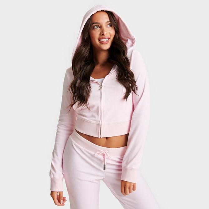 Women's Juicy Couture OG Big Bling Velour Zip-Up Hoodie| Finish Line