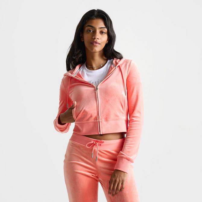 Women s Juicy Couture OG Big Bling Velour Zip Up Hoodie Finish Line