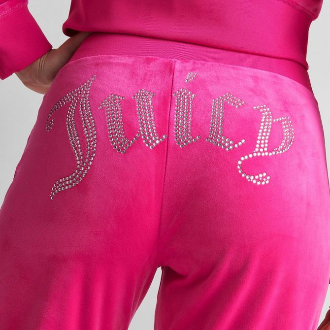 Juicy Couture Logo Embossed Rhinestone Hoodie Zip Up - Pink