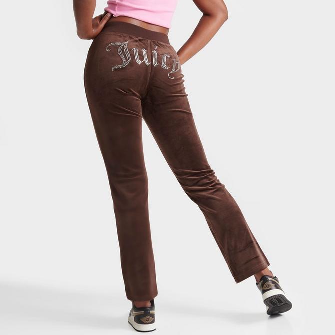 Shop Juicy Couture Big Bling Velour Track Pants J2FBV104-J8028 brown