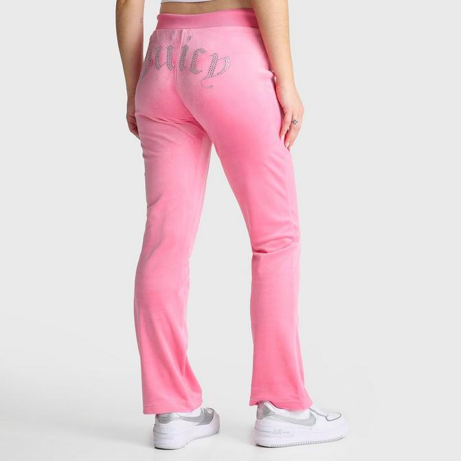 Stylish Pink Velour Flare Sweatpants