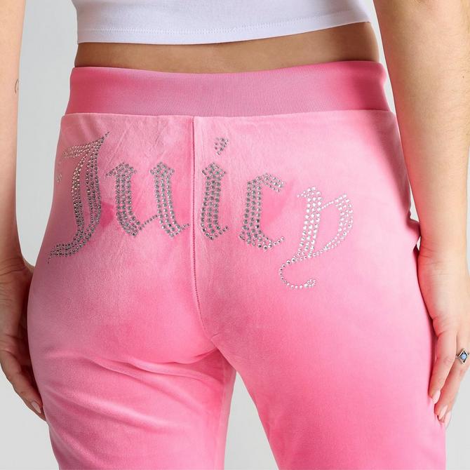 Juicy Couture Cameo Pink Low-Rise Velour Flare Track Pants