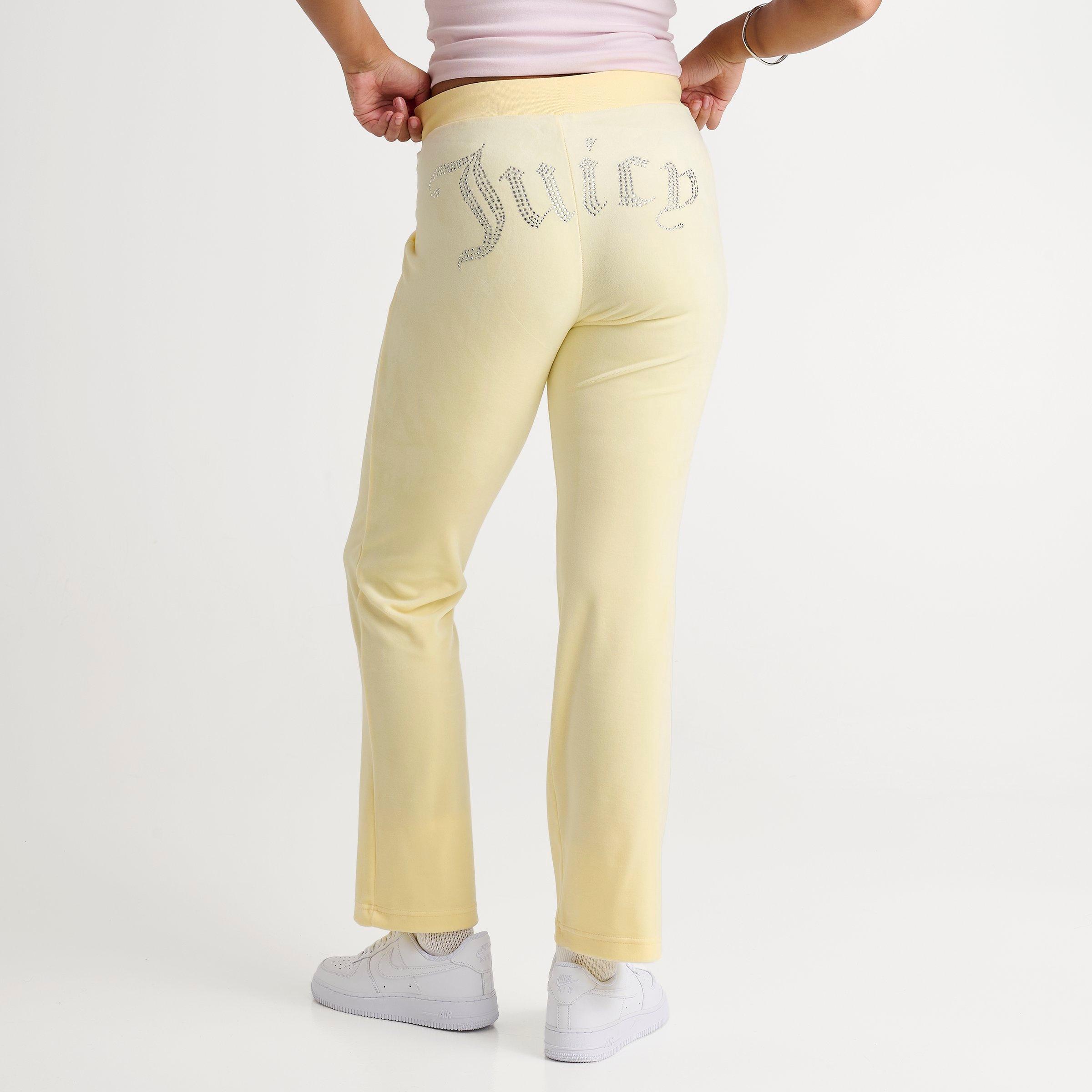 Juicy Couture Women's Pink Velour Flared Leg Track Pants Pockets Dog Logo Size M