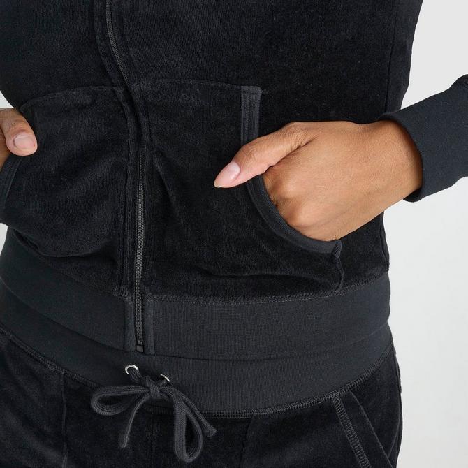 [angle] view of Women's Juicy Couture Rose Heritage Jacket in Liquorice Click to zoom