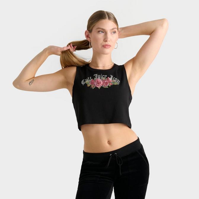 [angle] view of Women's Juicy Couture Cult Juicy Icon Tank Top in Black/Pink Click to zoom
