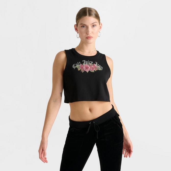 [angle] view of Women's Juicy Couture Cult Juicy Icon Tank Top in Black/Pink Click to zoom