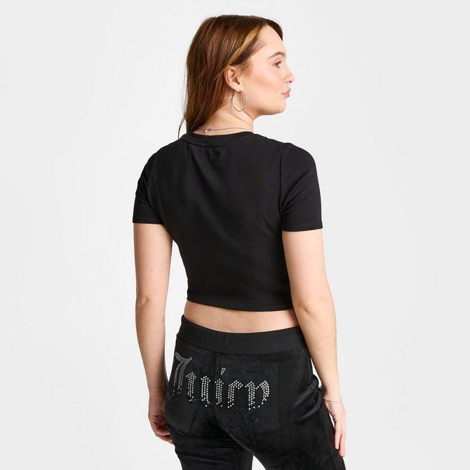 [angle] view of Women's Juicy Couture Bling Baby T-Shirt in Liquorice Click to zoom