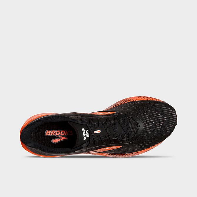 Back view of Men's Brooks Hyperion Tempo Running Shoes in Black/Flame/Grey Click to zoom