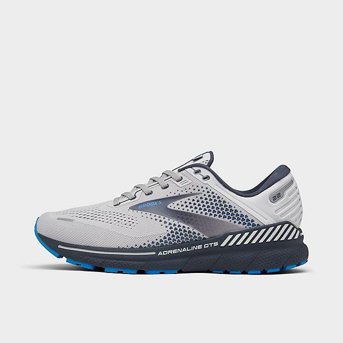 Right view of Men's Brooks Adrenaline GTS 22 Running Shoes in Oyster/India Ink/Blue Click to zoom