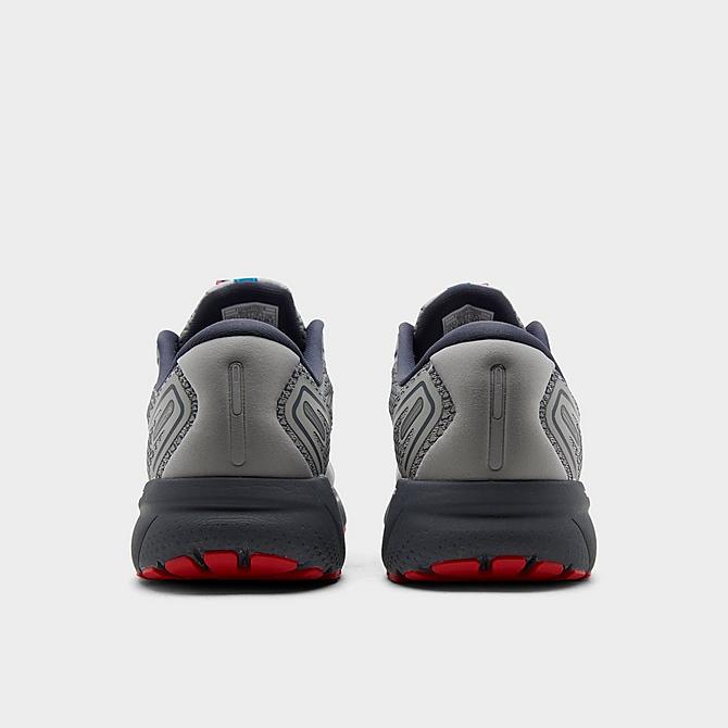 Left view of Men's Brooks Ghost 14 Running Shoes in Grey/Blue/Red Click to zoom