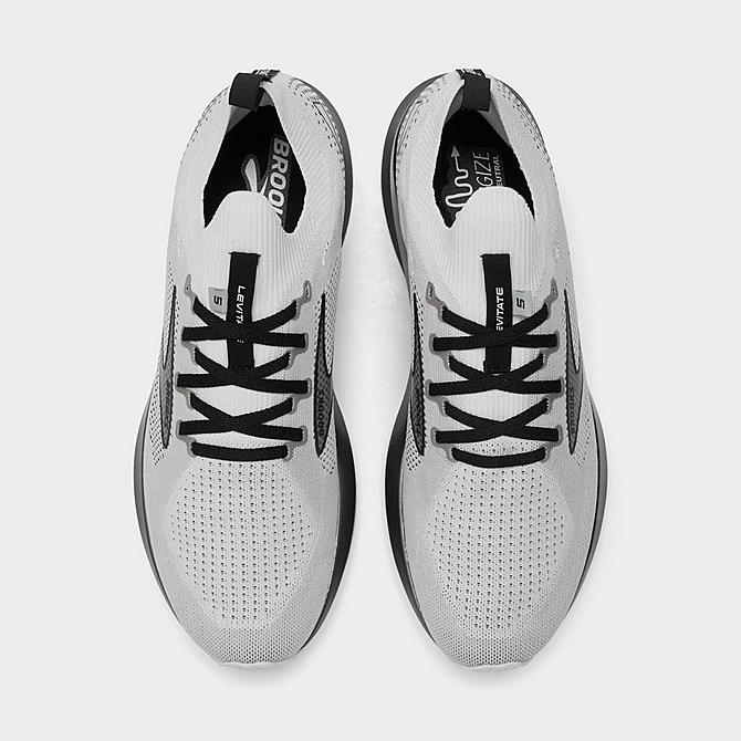 Back view of Men's Brooks Levitate StealthFit 5 Running Shoes in White/Grey/Black Click to zoom