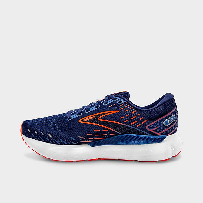 Front view of Men's Brooks Glycerin GTS 20 Running Shoes (Wide Width 2E) in Blue Depths/Palace Blue/Orange Click to zoom