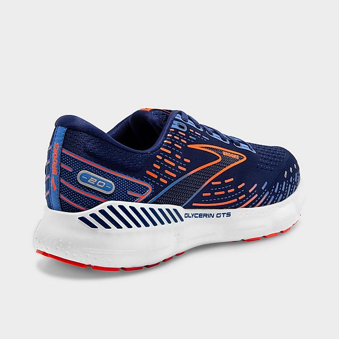 Left view of Men's Brooks Glycerin GTS 20 Running Shoes (Wide Width 2E) in Blue Depths/Palace Blue/Orange Click to zoom