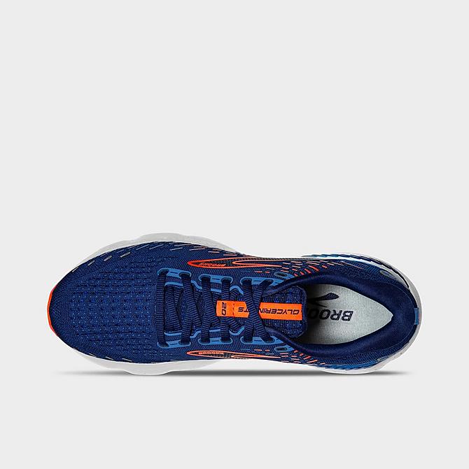 Back view of Men's Brooks Glycerin GTS 20 Running Shoes (Wide Width 2E) in Blue Depths/Palace Blue/Orange Click to zoom