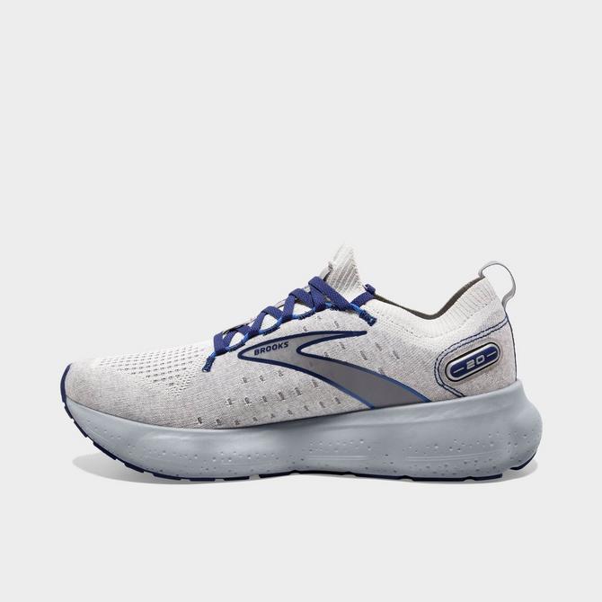 Front view of Men's Brooks Glycerin StealthFit 20 Running Shoes in Oyster/Alloy/Blue Depths Click to zoom