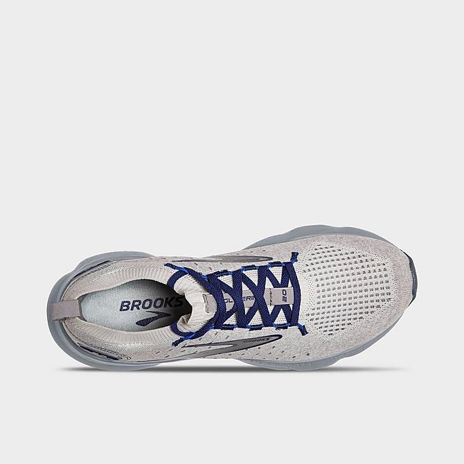 Back view of Men's Brooks Glycerin StealthFit 20 Running Shoes in Oyster/Alloy/Blue Depths Click to zoom