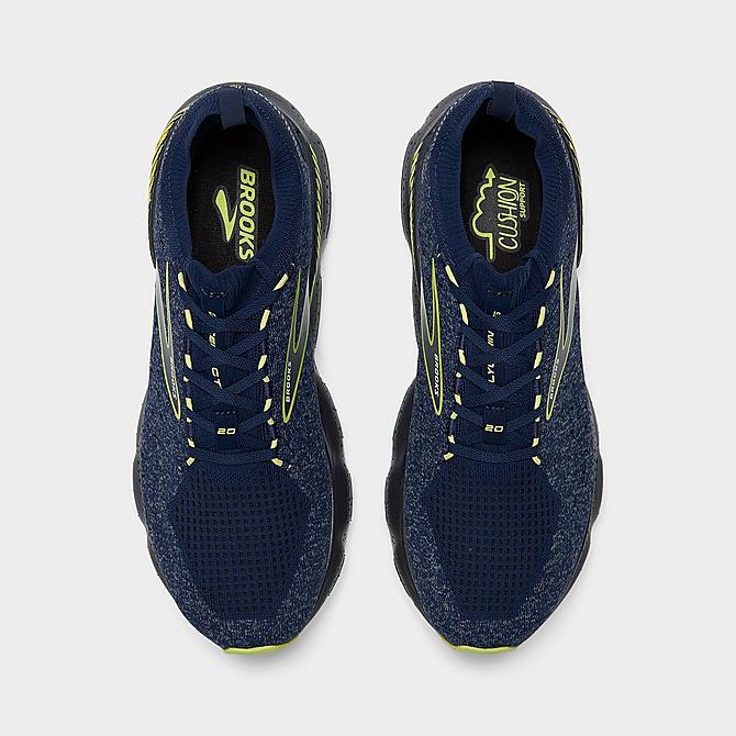 Back view of Men's Glycerin StealthFit GTS 20 Running Shoes in Blue/Ebony/Lime Click to zoom