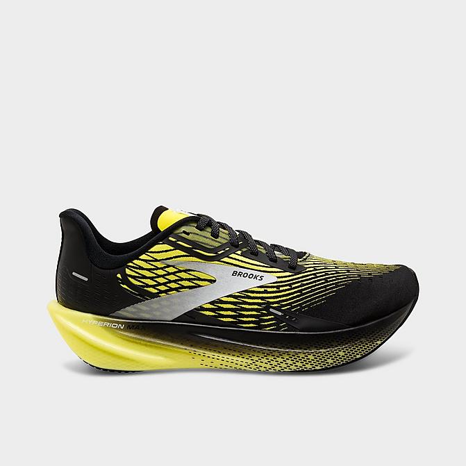Right view of Men's Brooks Hyperion Max Running Shoes in Black/Blazing Yellow/White Click to zoom