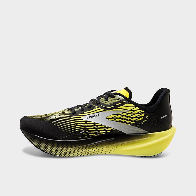 Front view of Men's Brooks Hyperion Max Running Shoes in Black/Blazing Yellow/White Click to zoom