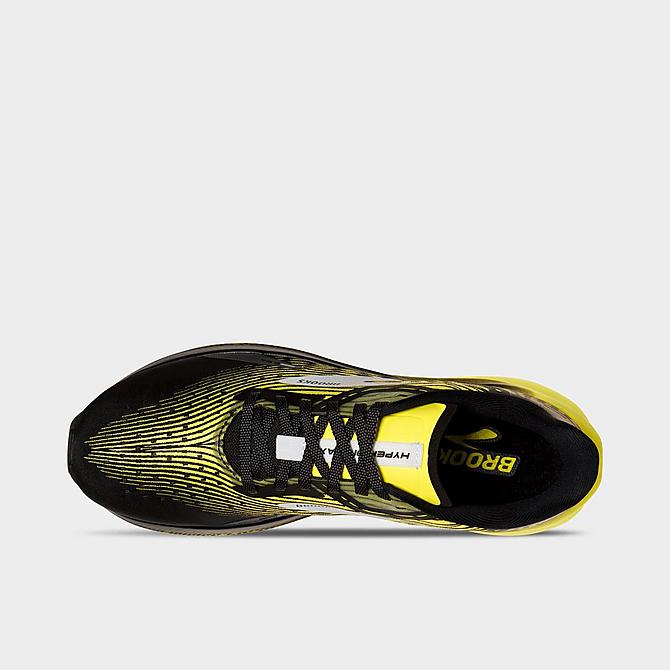 Back view of Men's Brooks Hyperion Max Running Shoes in Black/Blazing Yellow/White Click to zoom