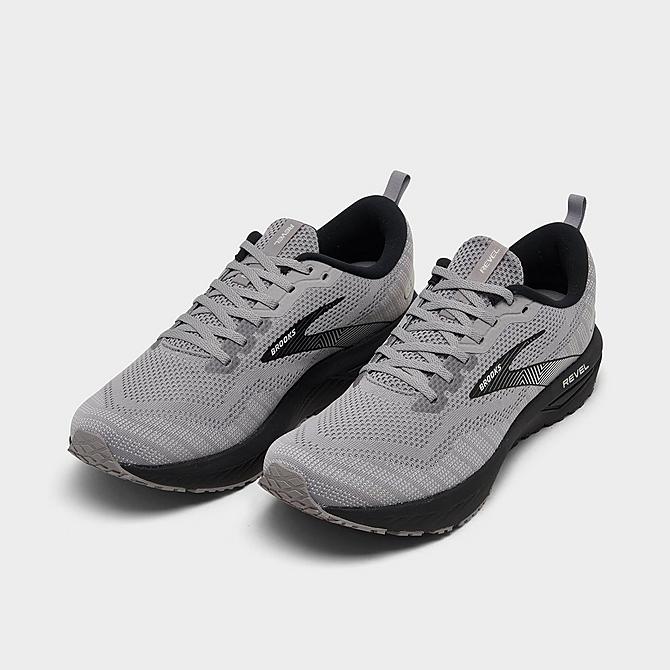 Three Quarter view of Men's Brooks Revel 6 Running Shoes in Alloy/Primer Grey/Oyster Click to zoom