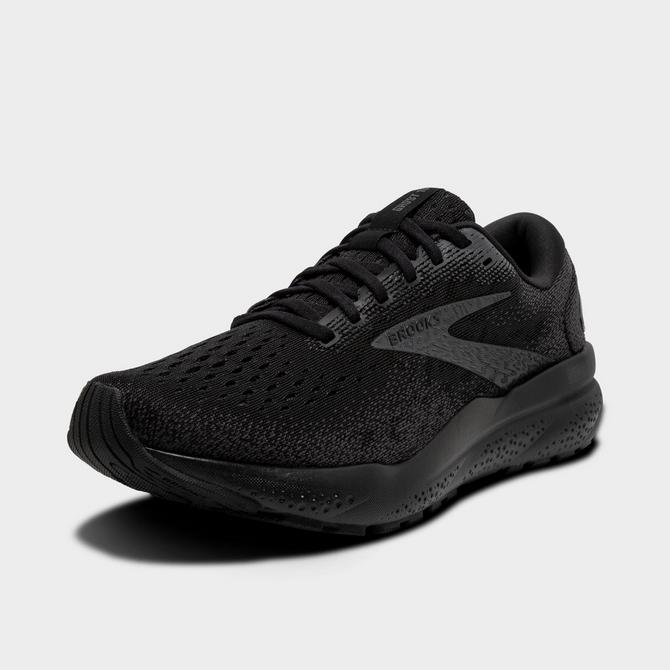 Three Quarter view of Men's Brooks Ghost 16 Running Shoes in Black/Black/Ebony Click to zoom