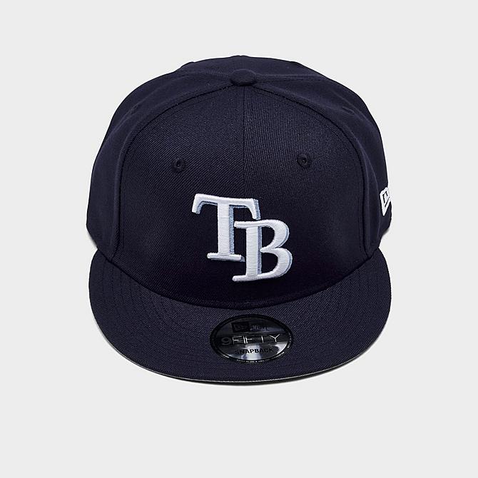 Three Quarter view of New Era Tampa Bay Rays MLB Basic 9FIFTY Snapback Hat in Navy Click to zoom