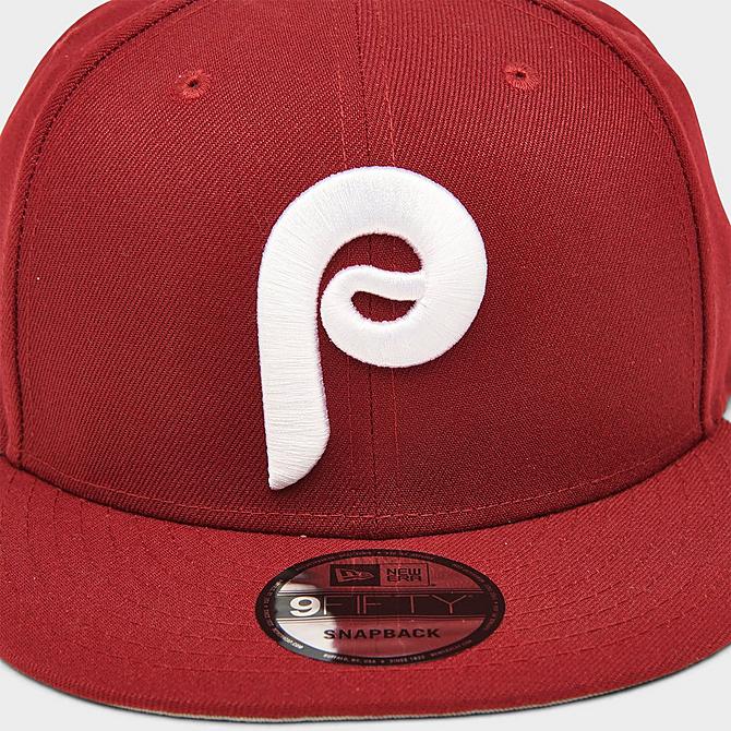 Left view of New Era Philadelphia Phillies MLB Basic 9FIFTY Snapback Hat in Red/White Click to zoom