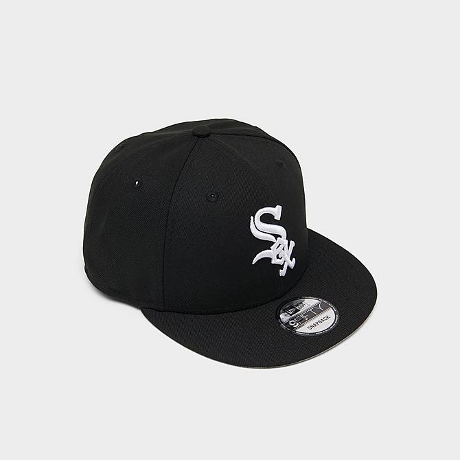 Three Quarter view of New Era Chicago White Sox MLB 9FIFTY Snapback Hat in Black Click to zoom