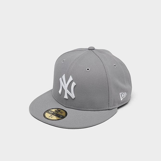 Three Quarter view of New Era New York Yankees MLB Basic 59FIFTY Fitted Hat in Grey Click to zoom