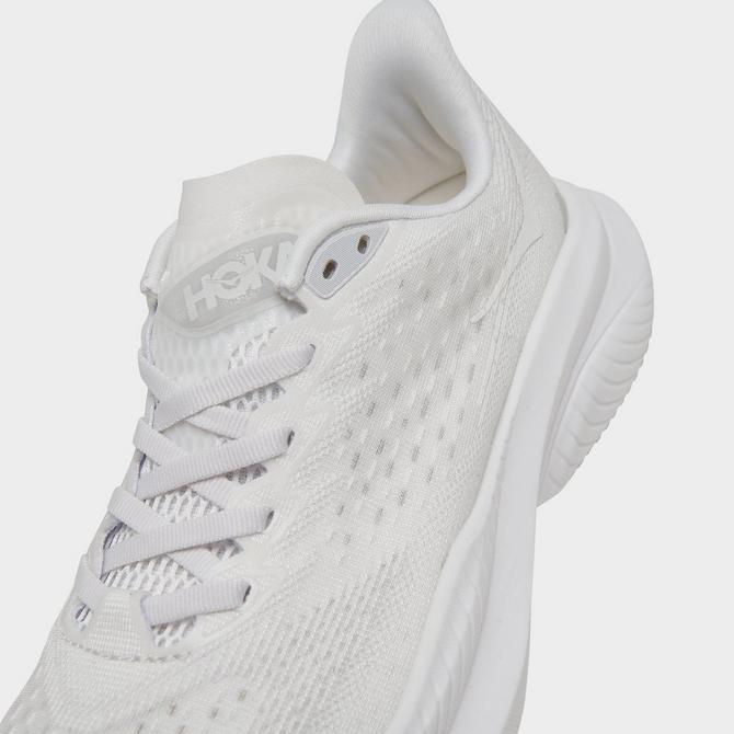 Front view of Women's HOKA Mach 6 Running Shoes in Guava/White Click to zoom