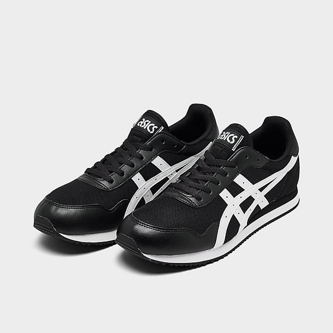 Three Quarter view of Men's Asics Tiger Runner Casual Shoes in Black/White Click to zoom