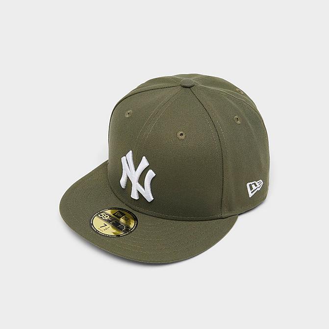 Right view of New Era New York Yankees MLB Basic 59FIFTY Fitted Hat in Olive/White Click to zoom