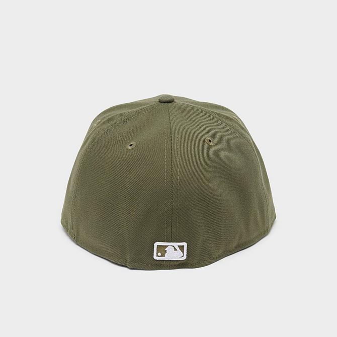 Left view of New Era New York Yankees MLB Basic 59FIFTY Fitted Hat in Olive/White Click to zoom