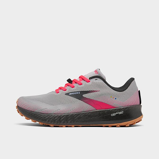 Right view of Women's Brooks Catamount Trail Running Shoes in Alloy/Pink/Black Click to zoom