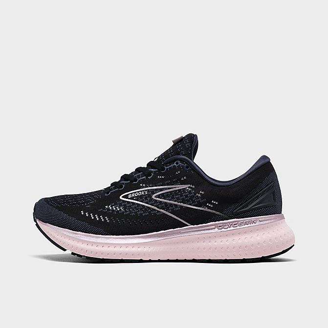 Right view of Women's Brooks Glycerin 19 Running Shoes in Black/Lavendar Click to zoom